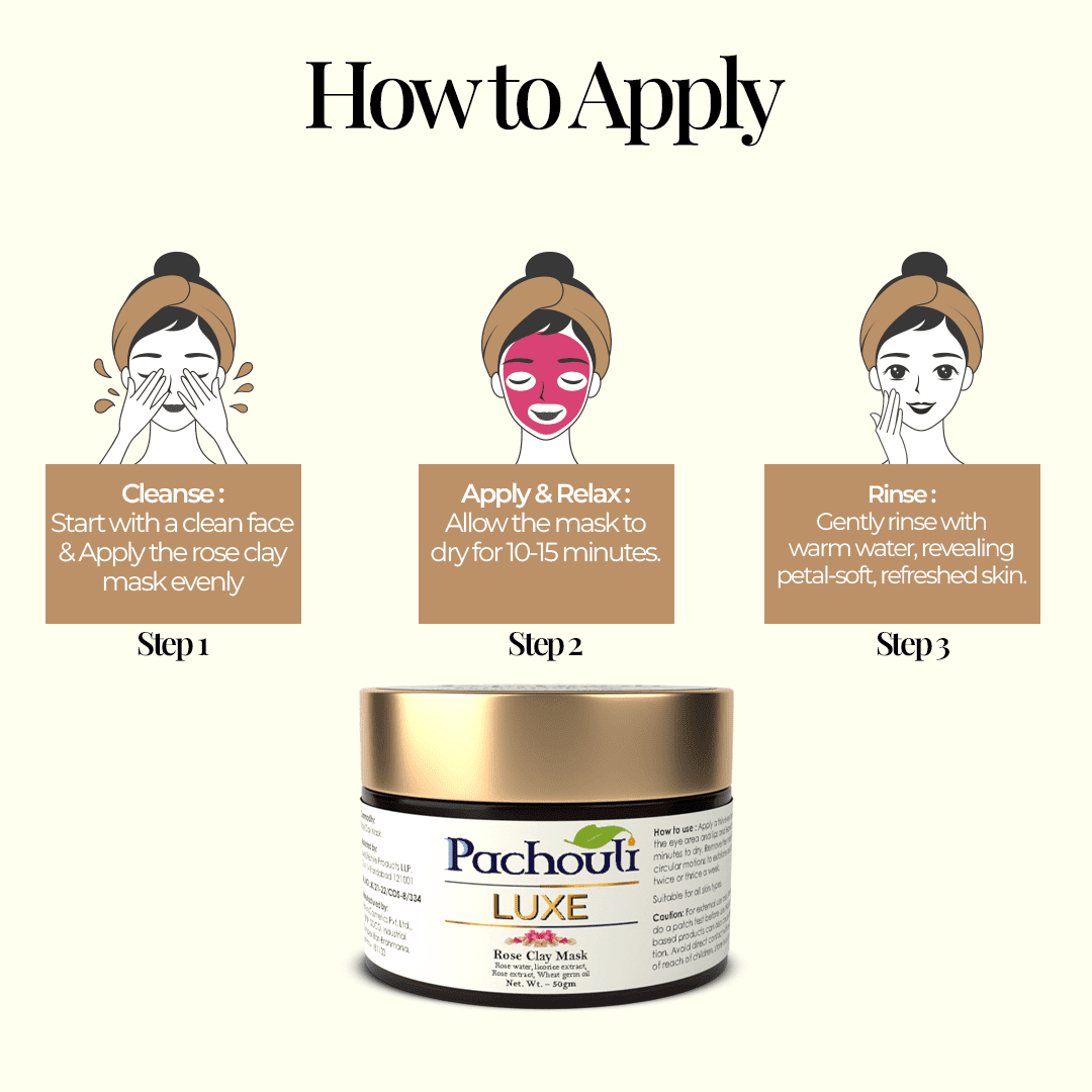 ROSE CLAY MASK - Plastic Bottle - Pachouli LUXE