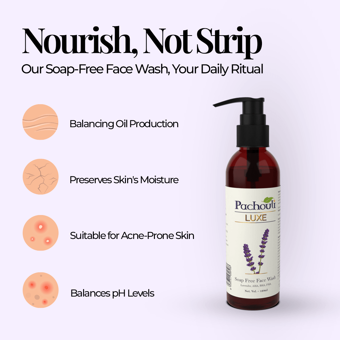 SOAP FREE FACE WASH - Plastic Bottle - Pachouli LUXE