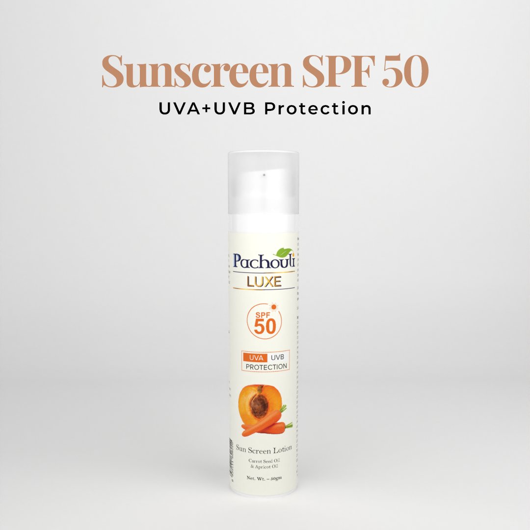 SUNSCREEN SPF50 - Plastic Bottle - Pachouli LUXE