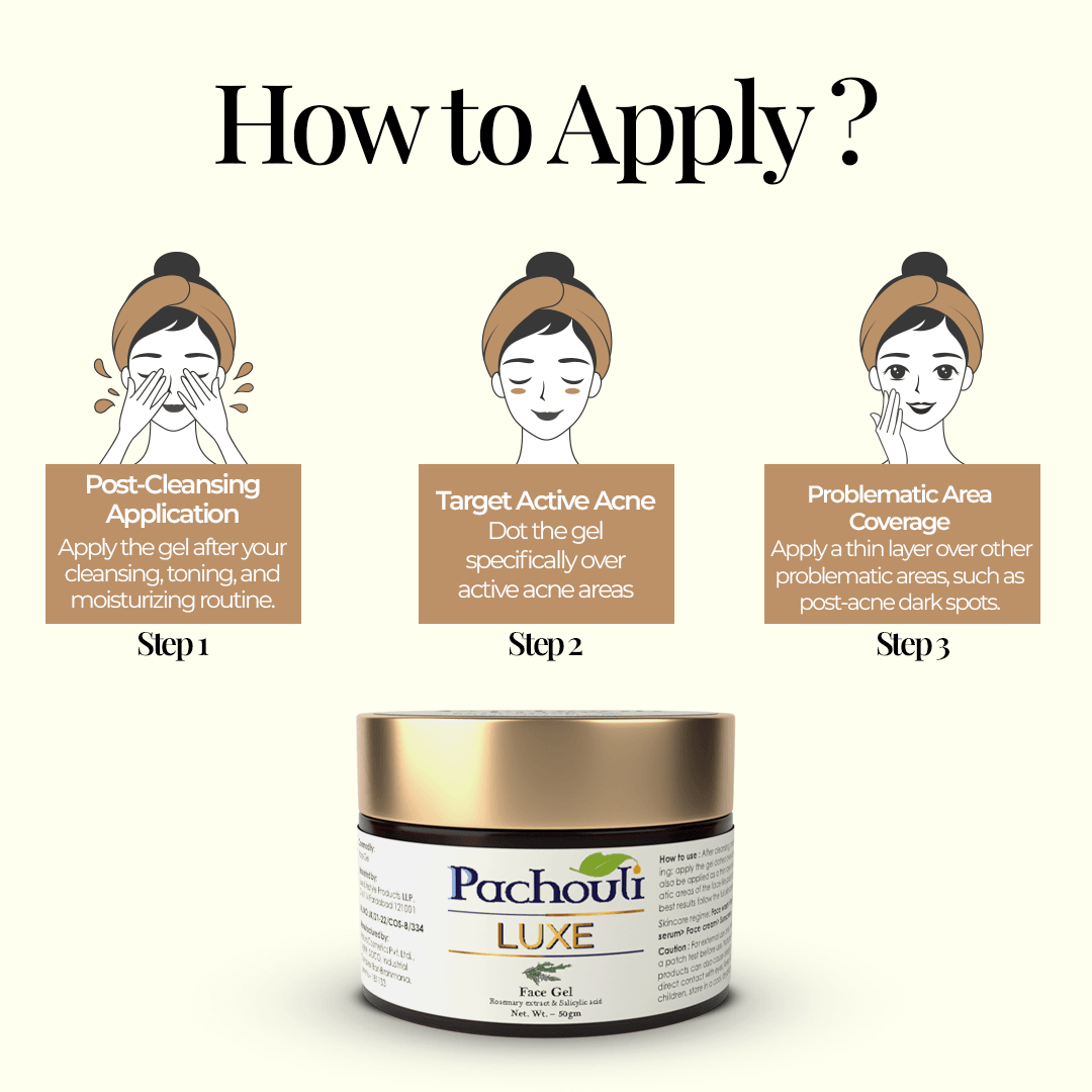 Face Gel: Moisturize & Energize Skin Glow - 50gm - Plastic Bottle - Pachouli LUXE