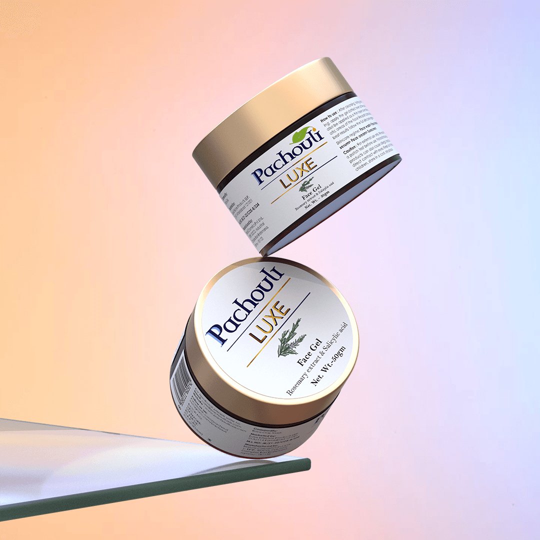 Face Gel: Moisturize & Energize Skin Glow - 50gm - Plastic Bottle - Pachouli LUXE