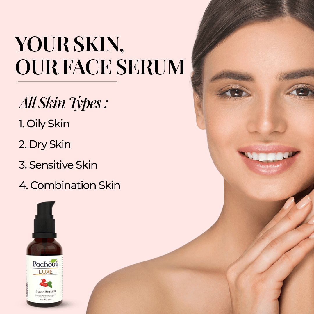 Face Serum: Hydrate & Flawless Skin Glow - 30ml - Glass Bottle - Pachouli LUXE