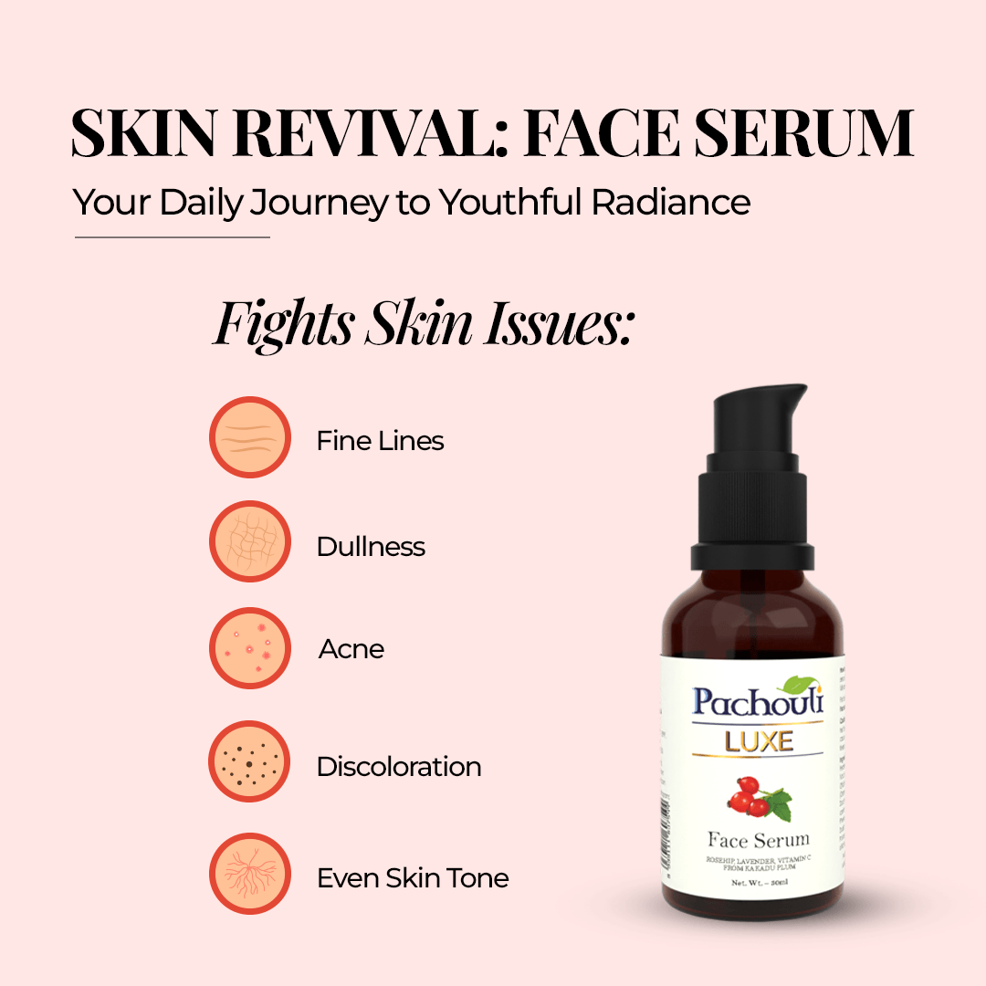 Face Serum: Hydrate & Flawless Skin Glow - 30ml - Glass Bottle - Pachouli LUXE