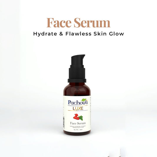 Face Serum: Hydrate & Flawless Skin Glow - 30ml - Glass Bottle - Pachouli LUXE