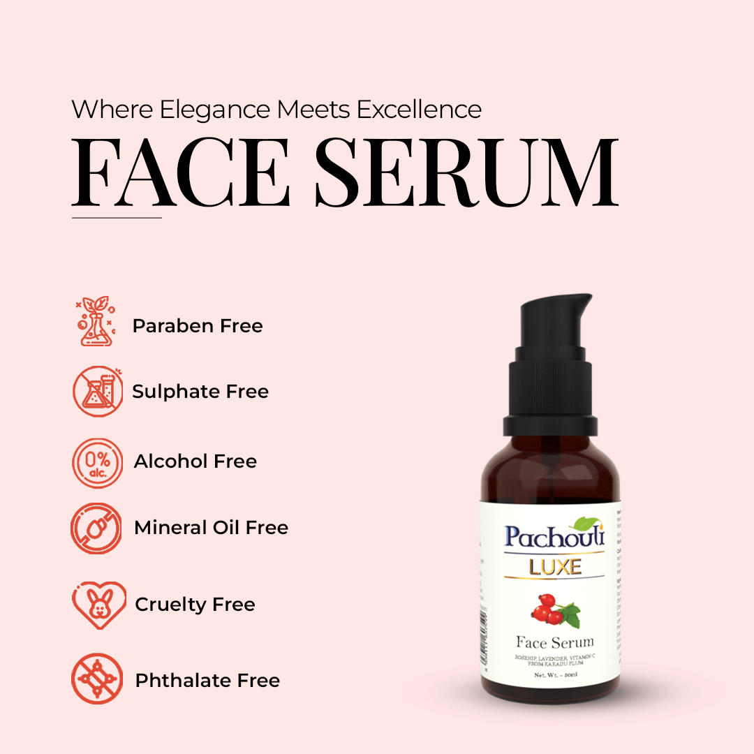 Face Serum: Hydrate & Flawless Skin Glow - 30ml - Glass Bottle - Pachouli LUXE