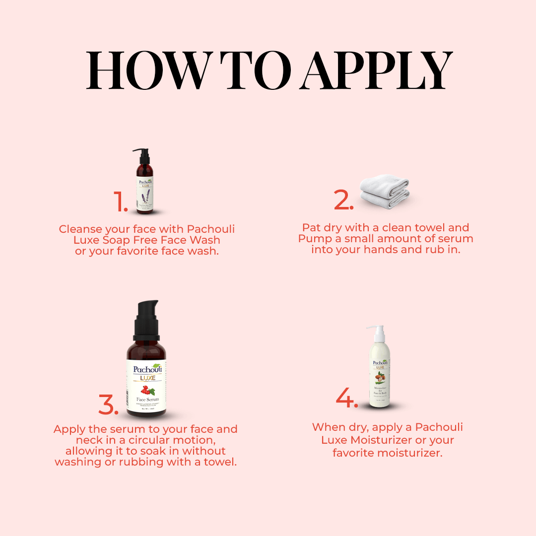 Face Serum: Hydrate & Flawless Skin Glow - 30ml - Glass Bottle - Pachouli LUXE