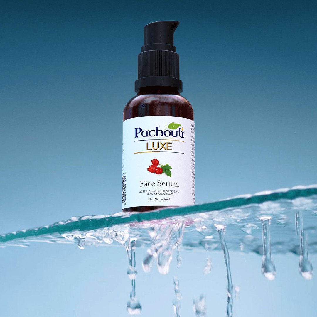 Face Serum: Hydrate & Flawless Skin Glow - 30ml - Glass Bottle - Pachouli LUXE