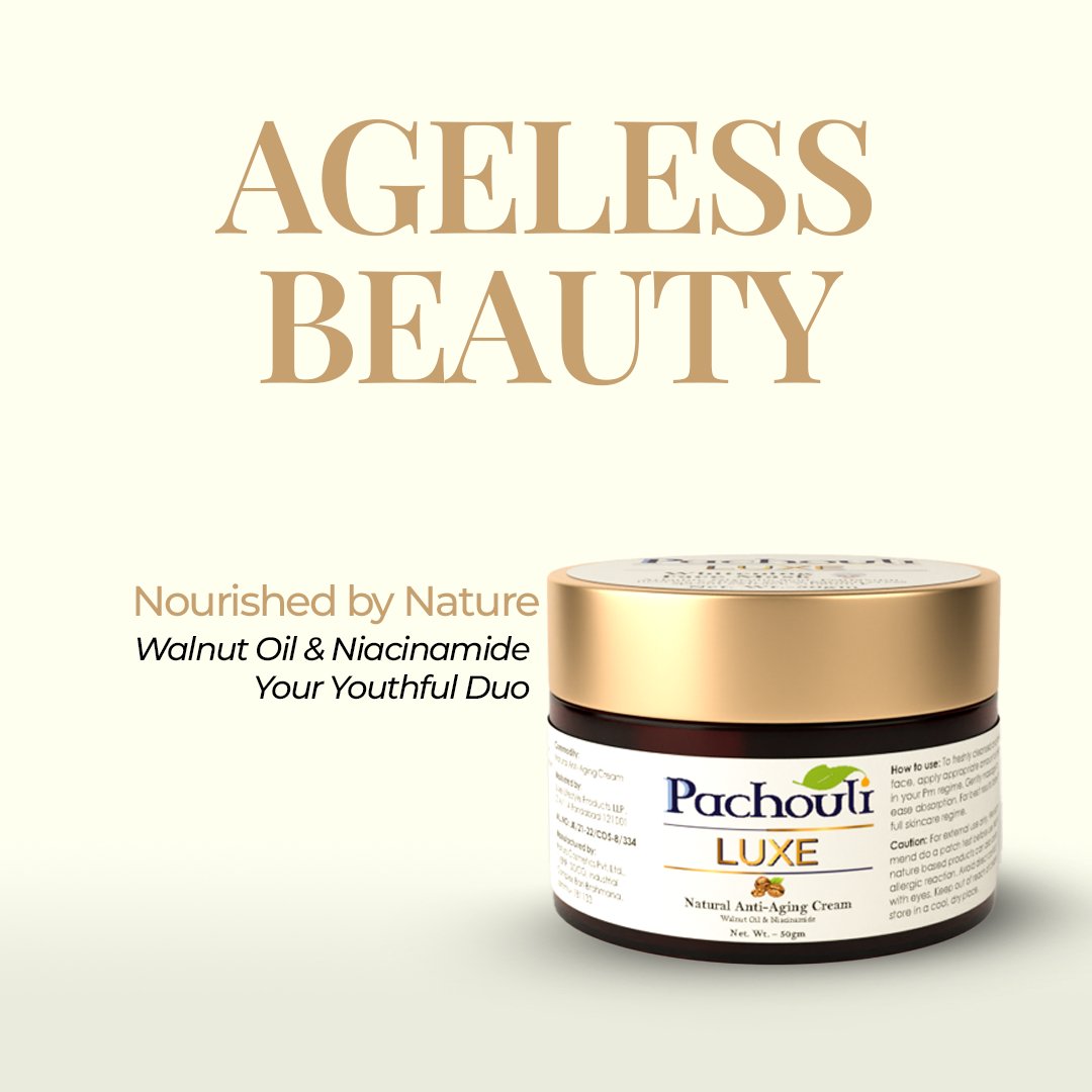 Natural Anti-Aging Cream: Reduces Fine Lines & Wrinkles - 50gm - Plastic Bottle - Pachouli LUXE