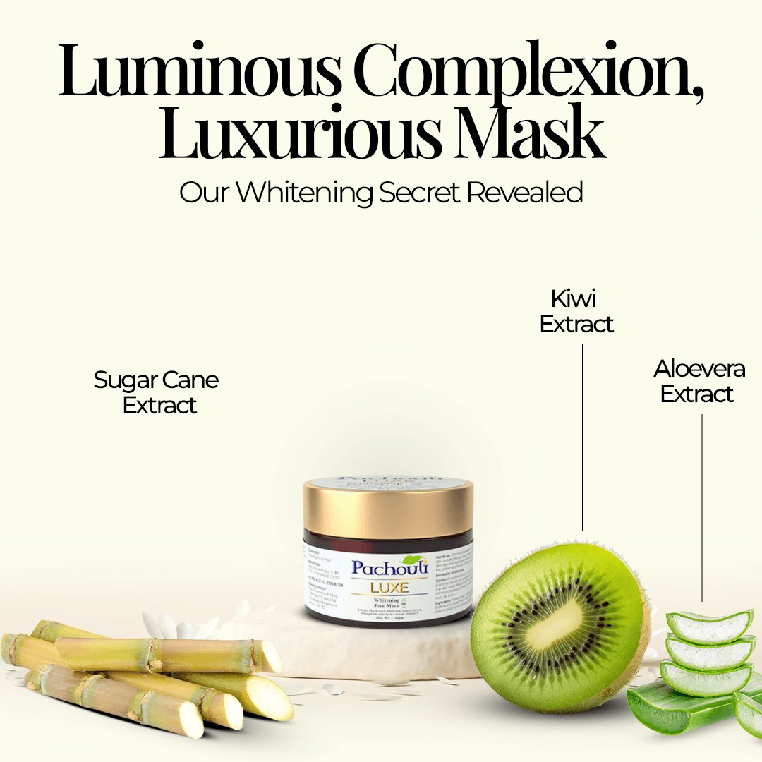 Whitening Face Mask: Exfoliate Away Dark Spots - 50gm - Plastic Bottle - Pachouli LUXE