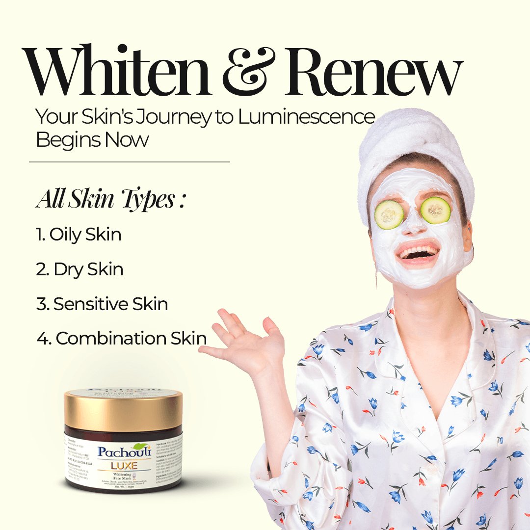 Whitening Face Mask: Exfoliate Away Dark Spots - 50gm - Plastic Bottle - Pachouli LUXE